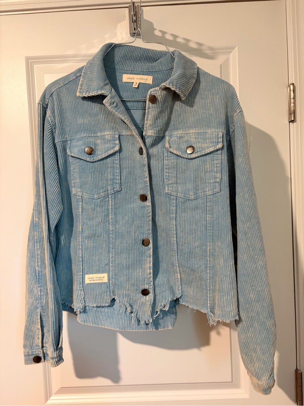 Simply Southern Light Blue Corduroy Button Jacket